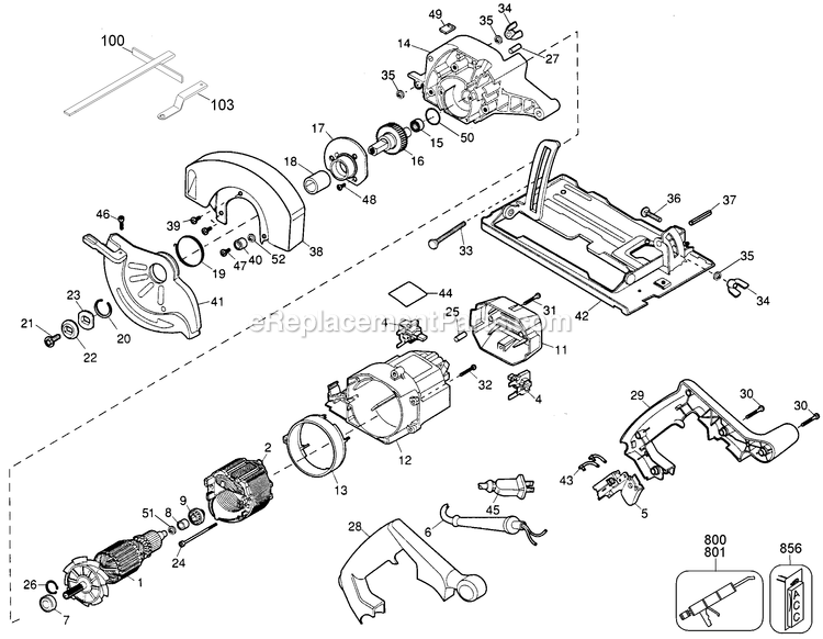 Black and Decker B7361 (Type 1) 2 1/4 Hp Circular Saw Power Tool Page A Diagram